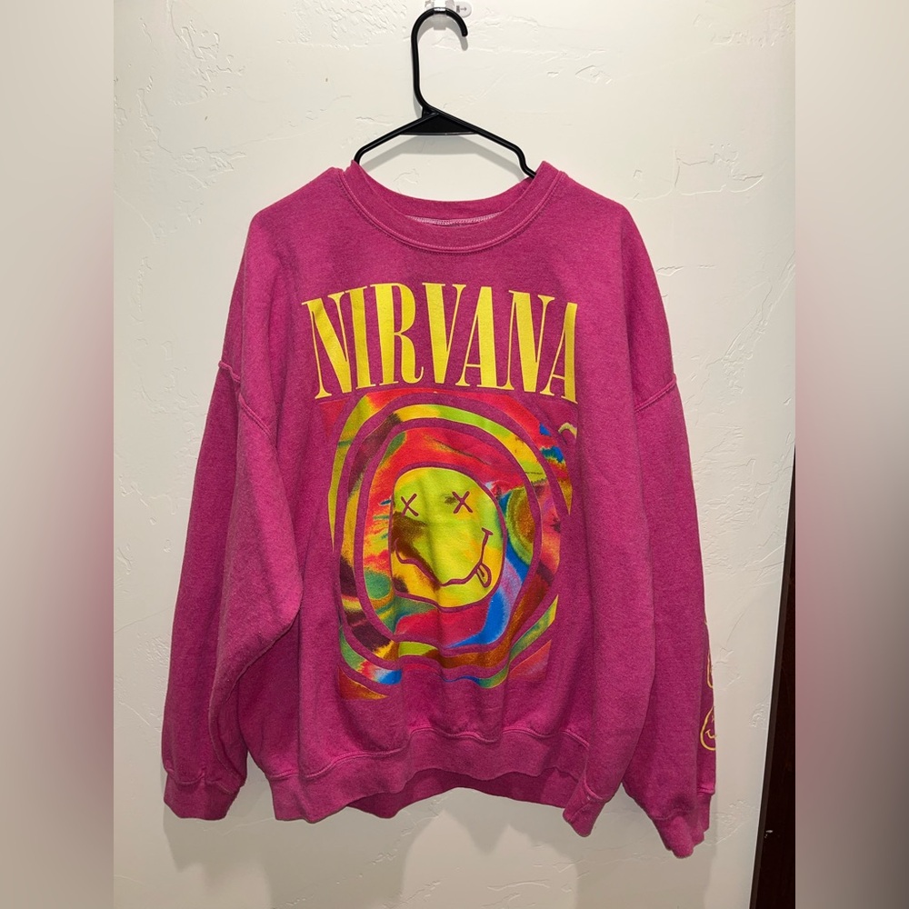 NIRVANA Vibrant Pink Graphic Sweater